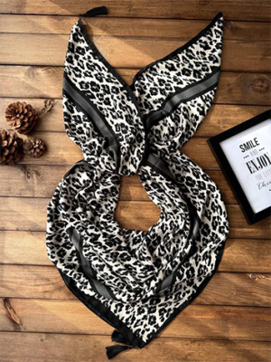 روسری زنانه نخی پاییزه پلنگی قواره 140