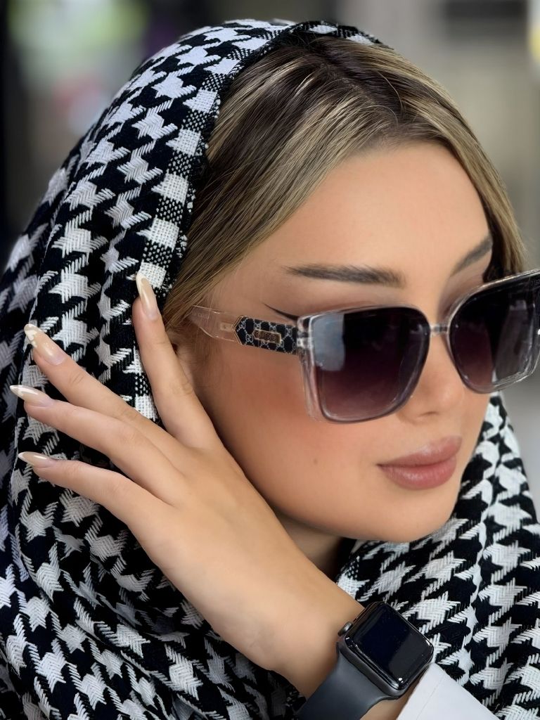 شال بافت پیچازی سفید مشکی